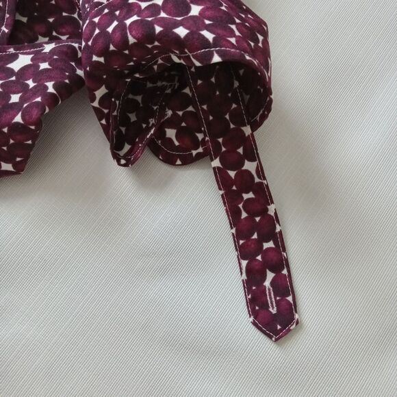 Talbots Burgundy Red Coffee Bean All Over Print Button Down Shirt Women's Medium - Picture 12 of 13